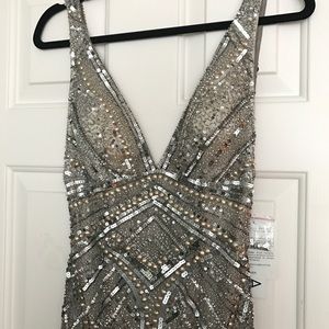 Sequined Art Deco Gatsby style Low Back Gown Scala Prom dress